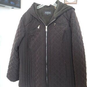 Braetan Womens Plus Jacket /Coat Brown Quilted Hooded Faux Fur Lining Sz  2X